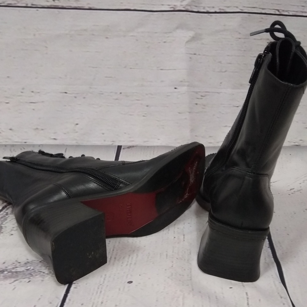 90s square toe and block heel lace up boots - Picture 5 of 6